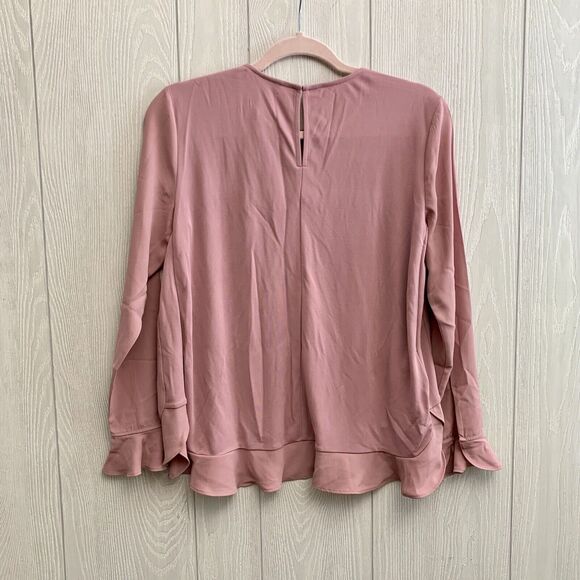 Ann Taylor Petite Pink Ruffle Blouse Long Sleeve MP NWT - Picture 4 of 6
